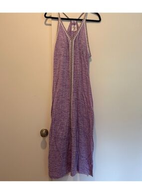 Pitusa Petite Lavender Racerback Maxi Dress Embroidered Trim Made in Peru
